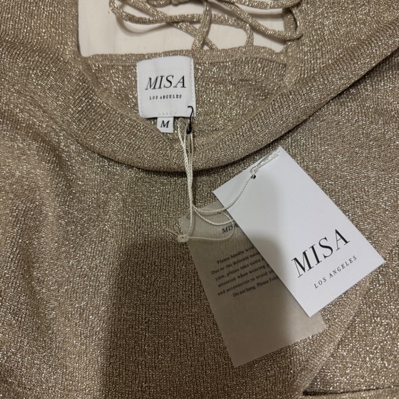 COPY - NWT Misa Los Angeles Nika Cutout Knit Dress in Gold Metallic Size: Medium - Picture 6 of 6